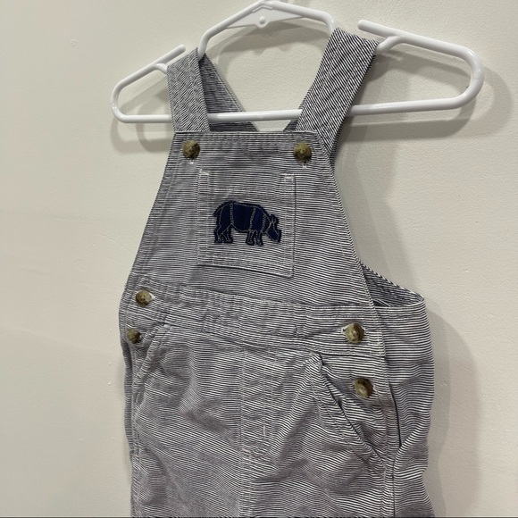 Janie And Jack Stripe Cotton Overall Shortalls Size 3-6 month - Picture 4 of 6